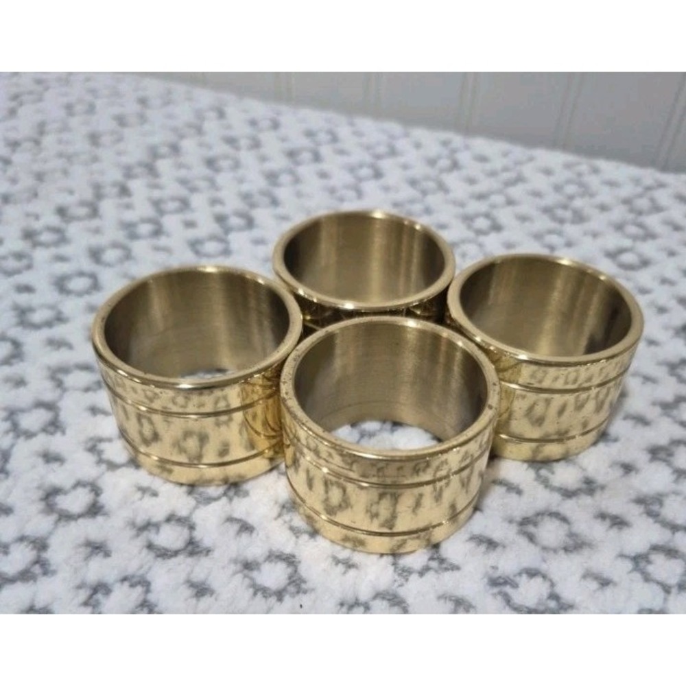 Set of 4 Vintage Baldwin Mid Century Shiny Brass Heavy Napkin Rings